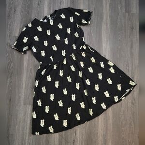 RARE Disney Cakeworthy Ghost Mickey Mouse Print Black Dress - Size L